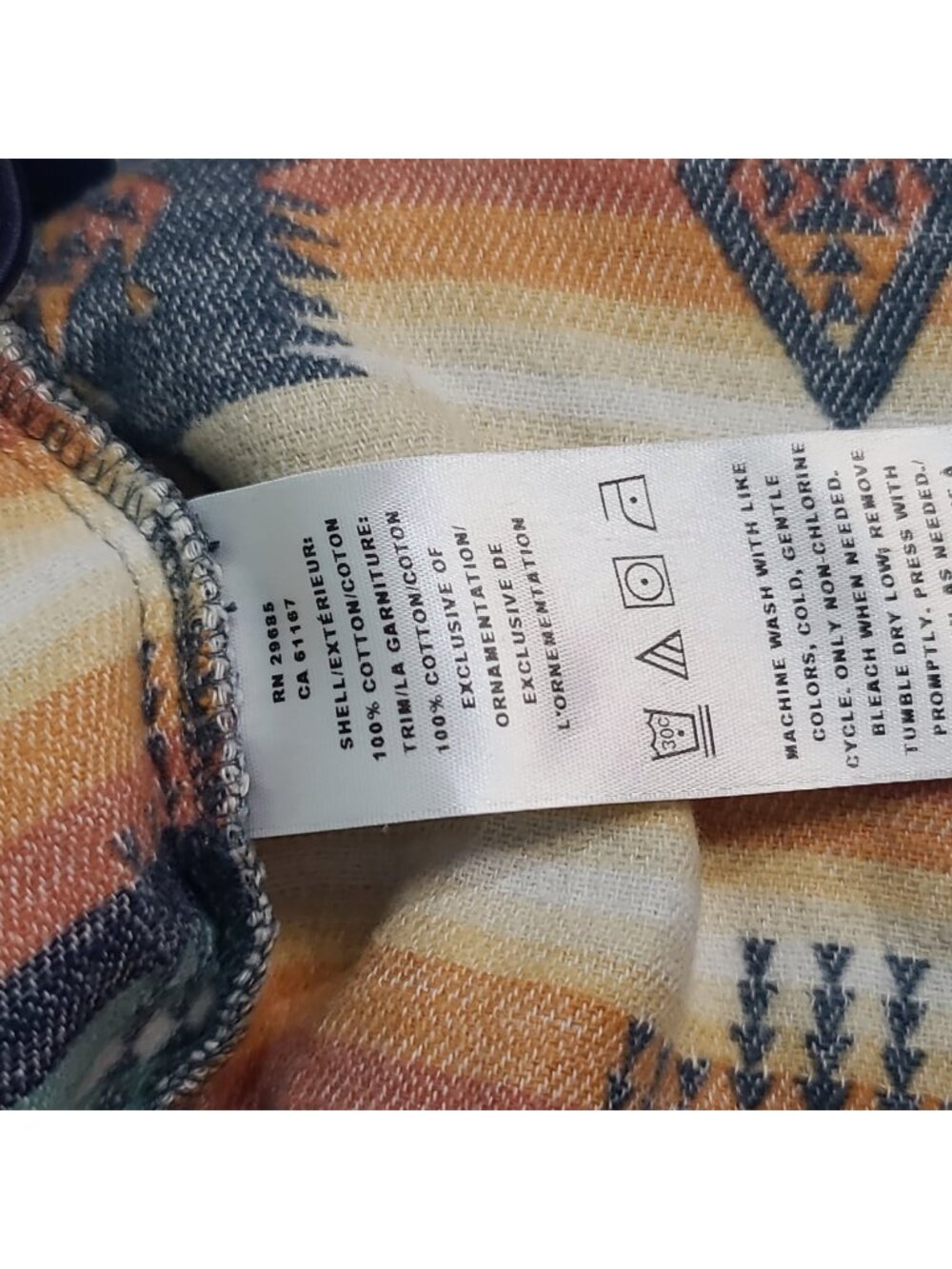Pendleton Jacquard Print Cotton Chamois Half Zip Pullover Sweater L Blue - Picture 6 of 6